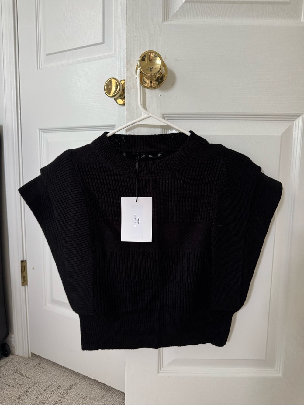 Deluc Black Ribbed Short-Sleeve Knit Top